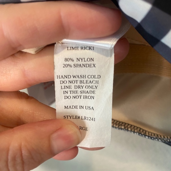 NWT Lime Ricki Black & White Gingham Cropped Top High Waist 2 Piece Bathing Suit - Picture 5 of 11